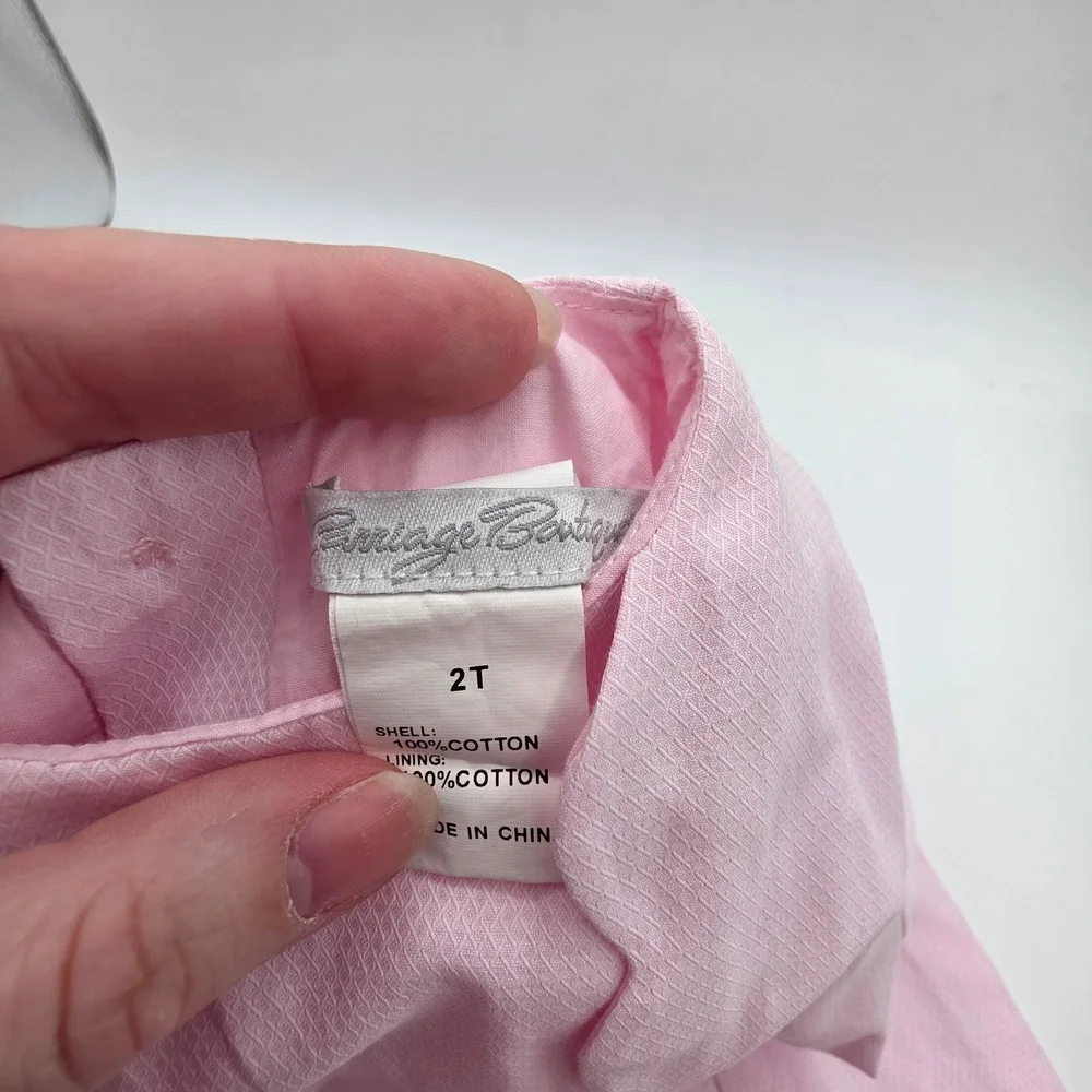 Carriage Boutique Toddler Girls Pink‎ Pique Scalloped Bow Dress Size 2T